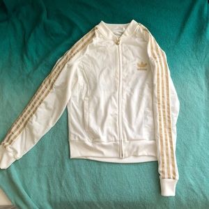 Adidas original white & gold zip up jacket